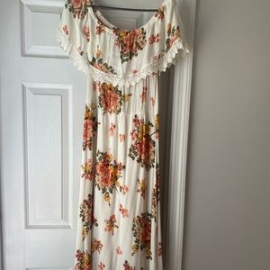 Off the shoulder floral maxi dress
